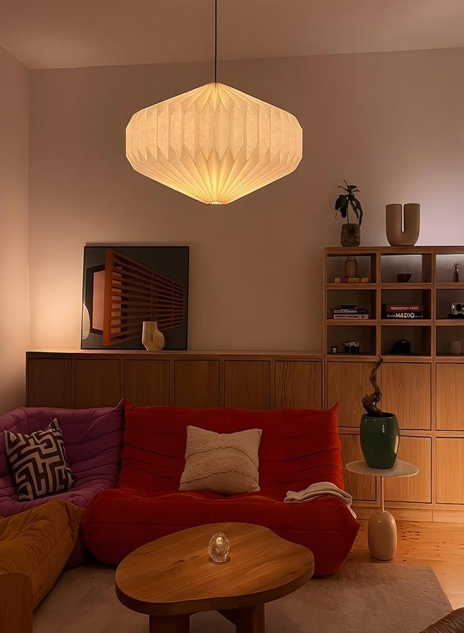 FIG Living Oblong 2 Paper Pendant Lamp (Off-White) | 54x54x21 cm | Luxury & Durable Handmade Origami Design Ceiling Lamp & Chandelier | Ideal for Dining Room, Living Room & Cafe (Bulb Not Included) - Image 2